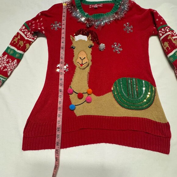 ugly christmas sweater 33 degrees llama red Size M - Picture 11 of 12